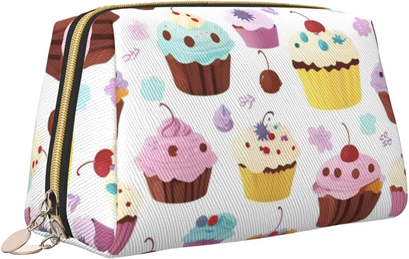 Delicious Cupcakes Toiletry Pouch, Travel-Friendly Makeup Organizer For Makeup Brushes, Lipsticks