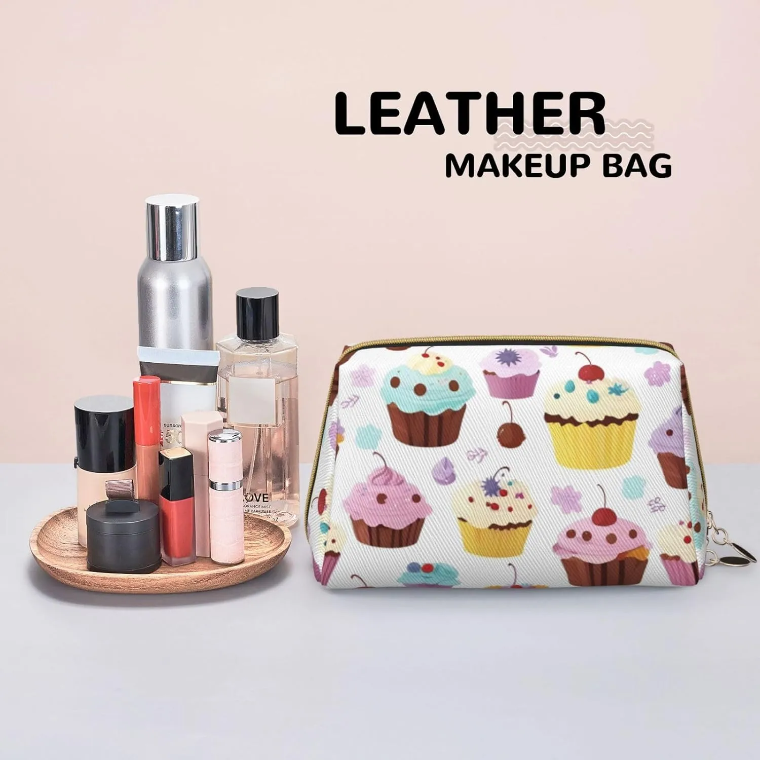 Delicious Cupcakes Toiletry Pouch, Travel-Friendly Makeup Organizer For Makeup Brushes, Lipsticks