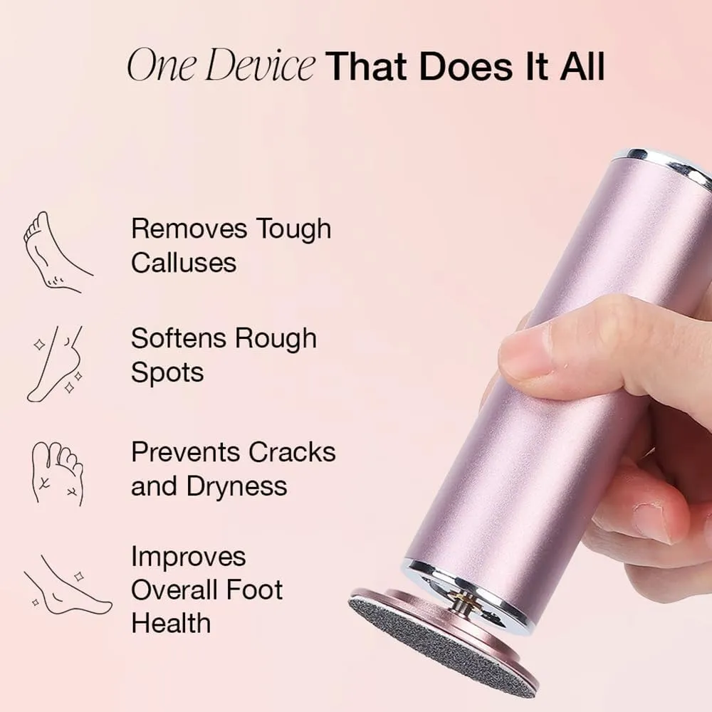 Dermave Electric Foot Callus Remover - Foot File with Speed Controller & 60pcs Replacement Sandpaper Disks for Men & Women - Dead Dry Crack Skin Calluses (Rose Gold)