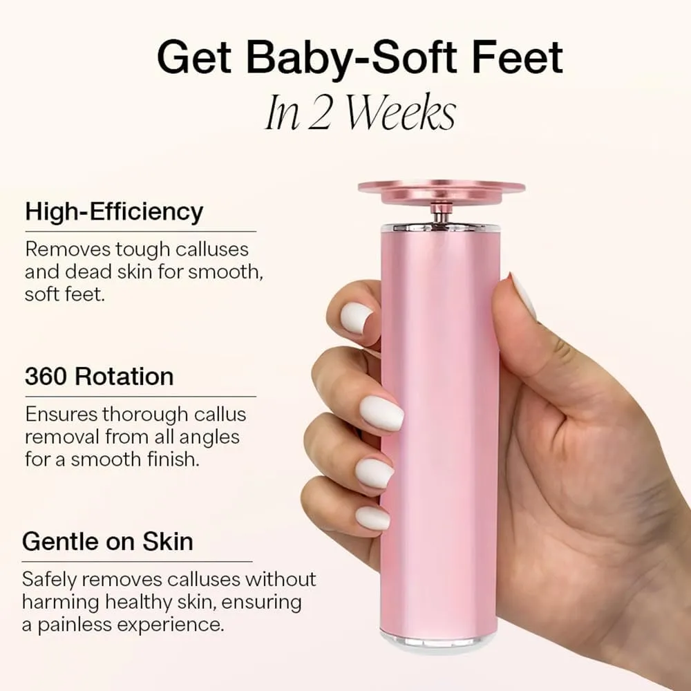 Dermave Electric Foot Callus Remover - Foot File with Speed Controller & 60pcs Replacement Sandpaper Disks for Men & Women - Dead Dry Crack Skin Calluses (Rose Gold)