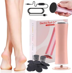 Dermave Electric Foot Callus Remover - Foot File with Speed Controller & 60pcs Replacement Sandpaper Disks for Men & Women - Dead Dry Crack Skin Calluses (Rose Gold)