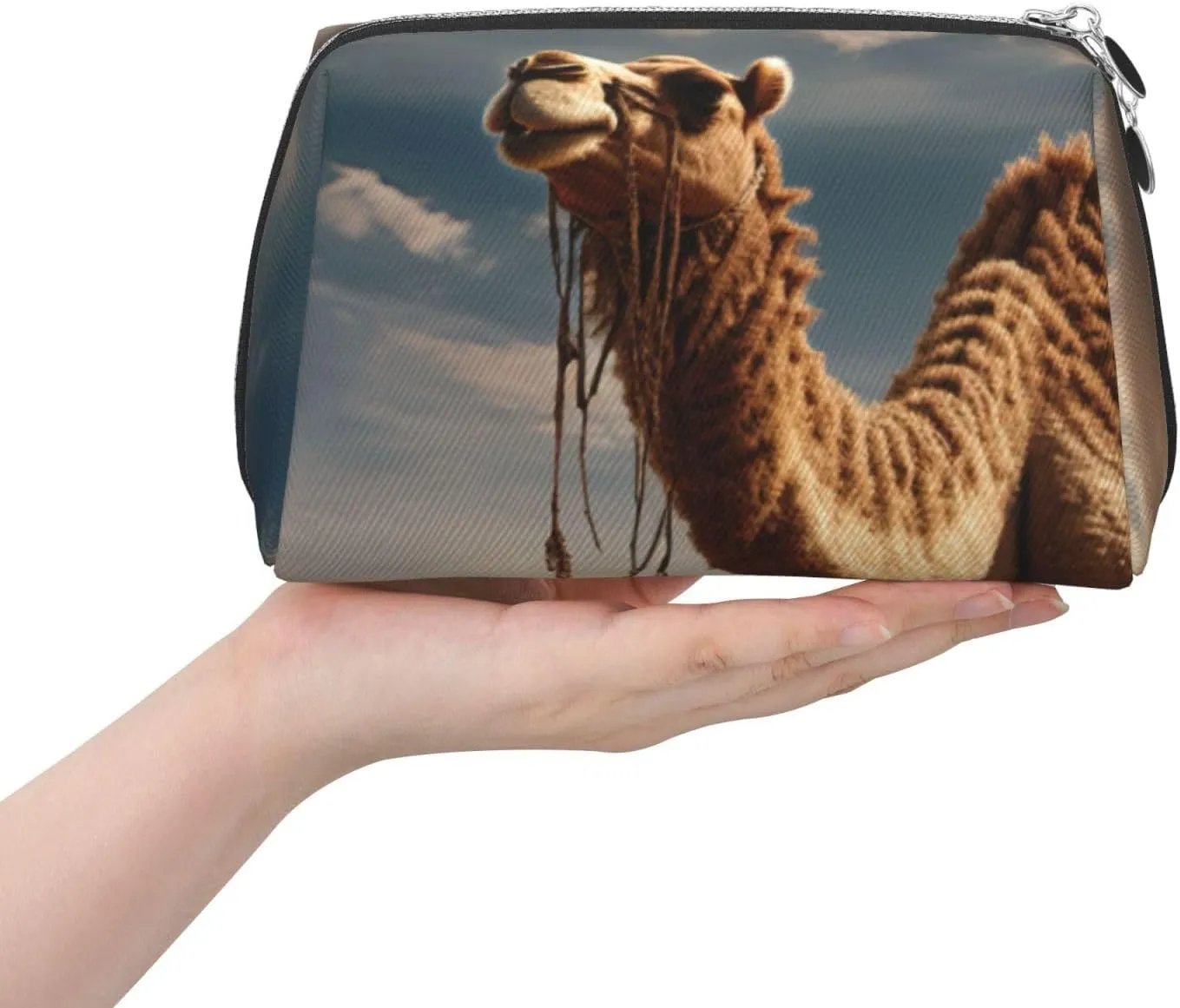 Desert Sand Camel Travel-Ready Toiletry Bag, Compact Makeup Organizer For Women