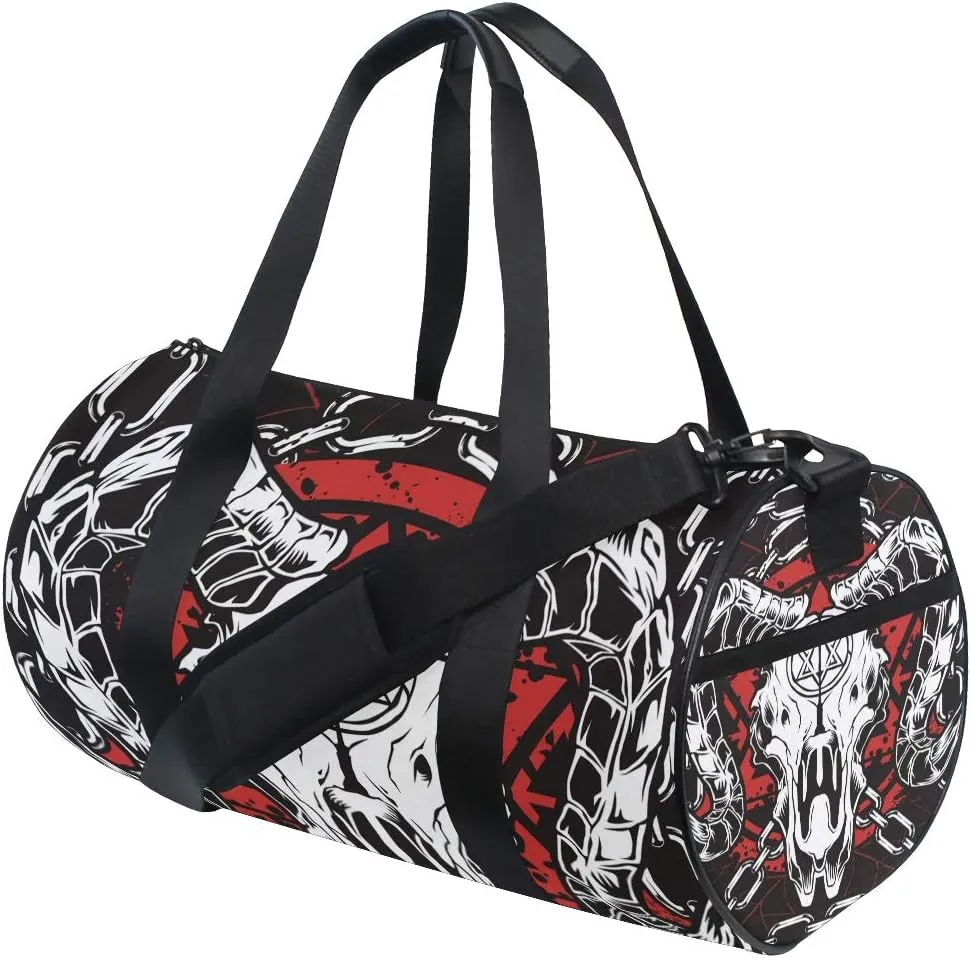 Devil Skull Baphomet Satanic Pentagram Sports Gym Bag for Women and Men Travel Duffel Bag