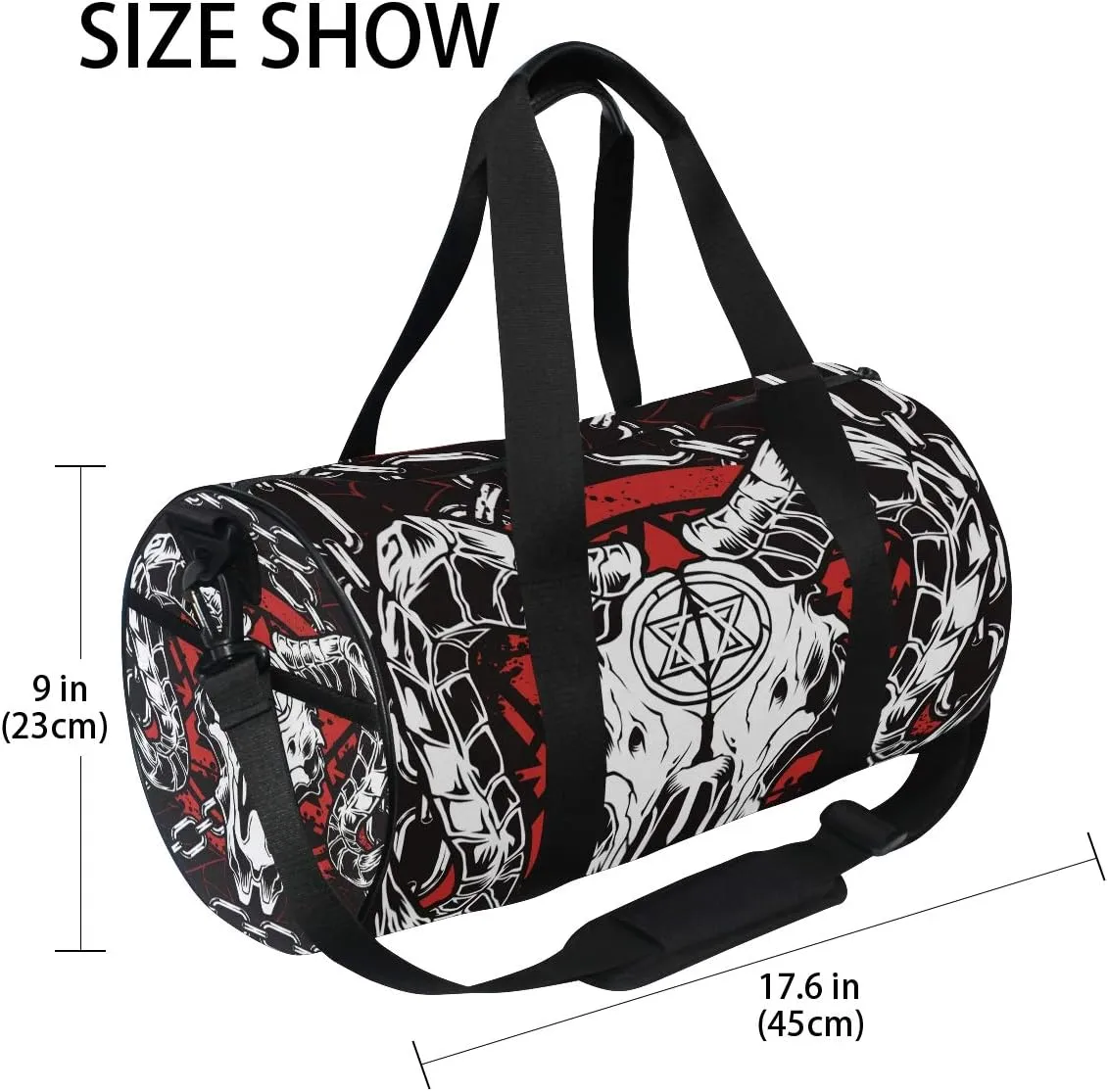 Devil Skull Baphomet Satanic Pentagram Sports Gym Bag for Women and Men Travel Duffel Bag