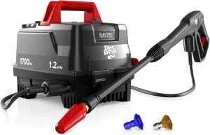 Dirt Devil Electric Pressure Washer, 1700 PSI Power Washer with Included Attachments, Lightweight and Compact, High Pressure Cleaning for Concrete, Patios, Cars, Outdoor Furniture and More