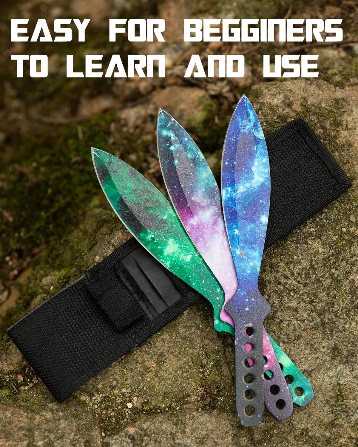 Dispatch Stainless Steel Throwing Knives Set of 3 with Nylon Sheath Well Balanced Kunai Throwing Knife for Recreation and Competition