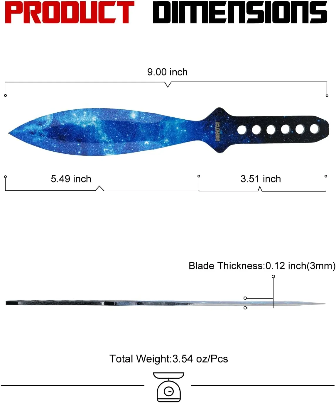 Dispatch Stainless Steel Throwing Knives Set of 3 with Nylon Sheath Well Balanced Kunai Throwing Knife for Recreation and Competition