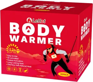 Disposable Body Warmers - 30 Packs Adhesive Heat Patches for 12 Hours Safe Natural Warmth, Physical Heat Pads for Outdoor Activities, Skiing, Camping, Cold Weather & Daily Use