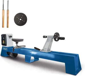 DM1100T Lathe, Turning Machine, 4 Speeds, 400 W, Workpieces up to 1000 mm Length / Diameter 350 mm, M18 Thread Including 4-point centre tip, face disc and two turning irons