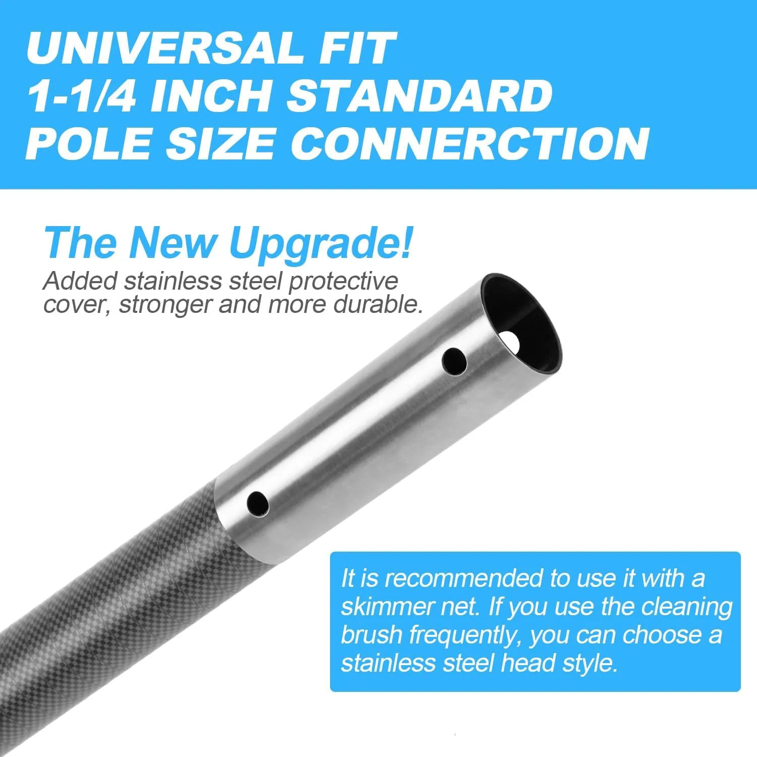 DOBEN Carbon Fiber Pool Pole Telescopic, Professional Ultralight Pool Poles 4.6 to 15 FT, Telescoping Lightweight Pool Cleaning Pole, Heavy Duty Pool Pole for Skimmer Net, Brush, Vacuum Head 15FT