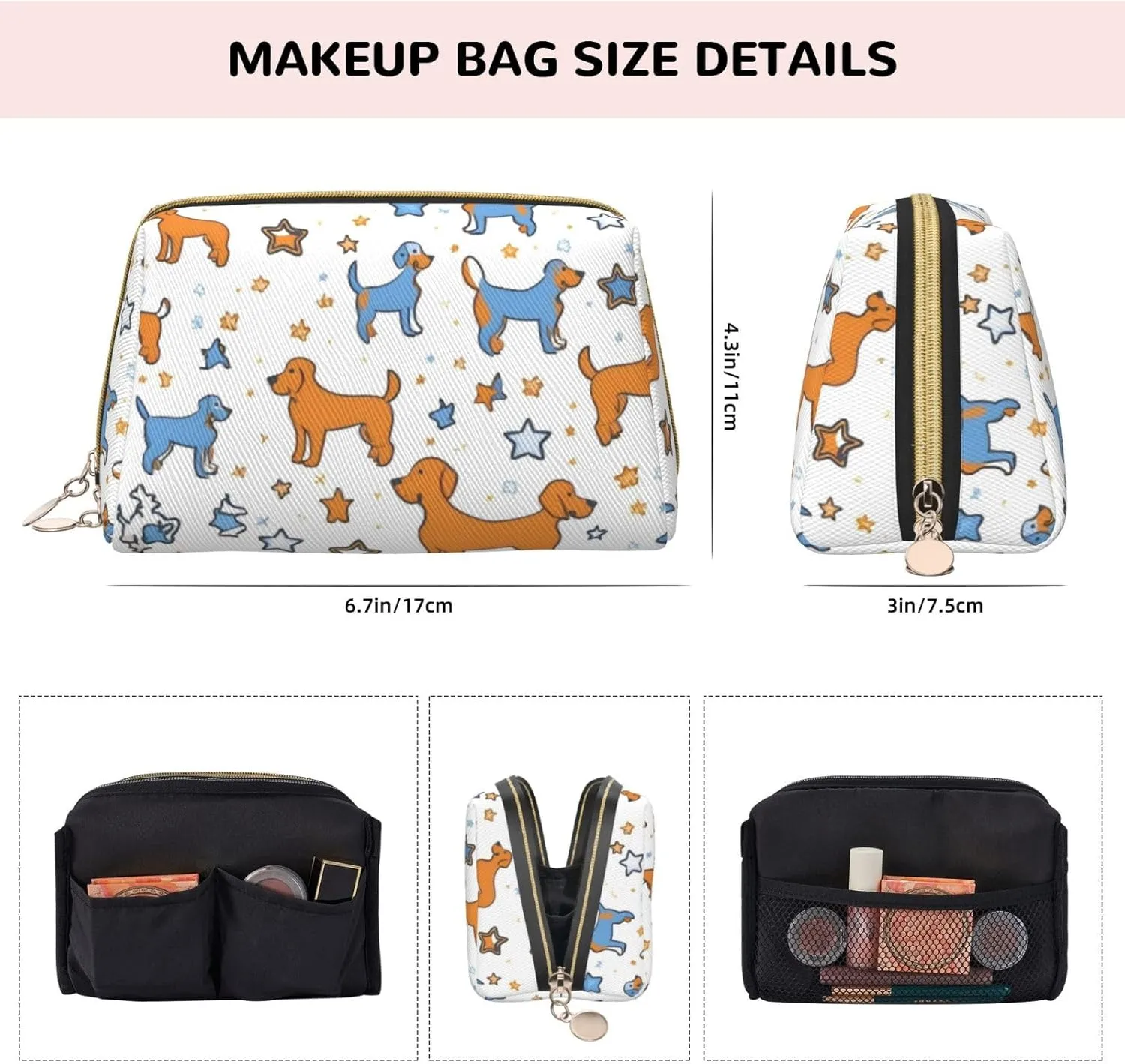 Dog Toiletry Pouch, Travel-Friendly Makeup Organizer For Makeup Brushes, Lipsticks
