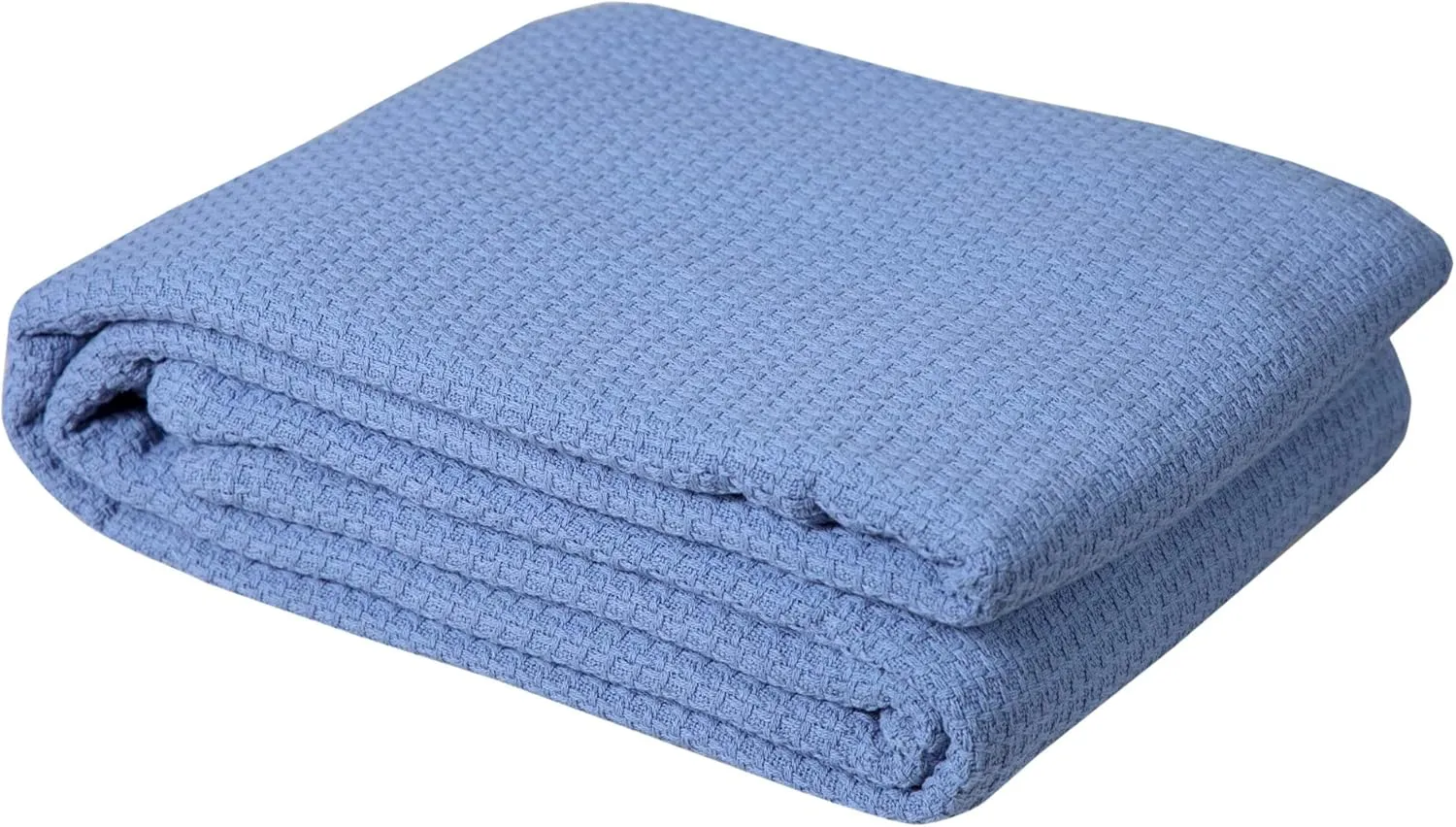 DOLLCENT 100% Cotton Twin Size Blanket for Bed, Premium Soft Combed Lightweight Blankets, Washed Breathable Cozy Bed Throw Blanket, Blue Twin Cotton Blankets for All Season: Blue (66"x90")