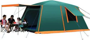 Dome Tent with Porch Automatic Pop Up Tent Sun Shelter Easy Set Up Double Layer Family Camping Tents with Carrying Bag for Outdoor Camping, Fishing, BBQ (Green 8 Person or More) (Green 5) (Green 5)