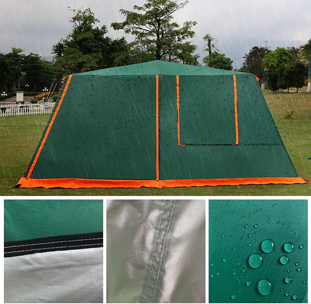 Dome Tent with Porch Automatic Pop Up Tent Sun Shelter Easy Set Up Double Layer Family Camping Tents with Carrying Bag for Outdoor Camping, Fishing, BBQ (Green 8 Person or More) (Green 5) (Green 5)