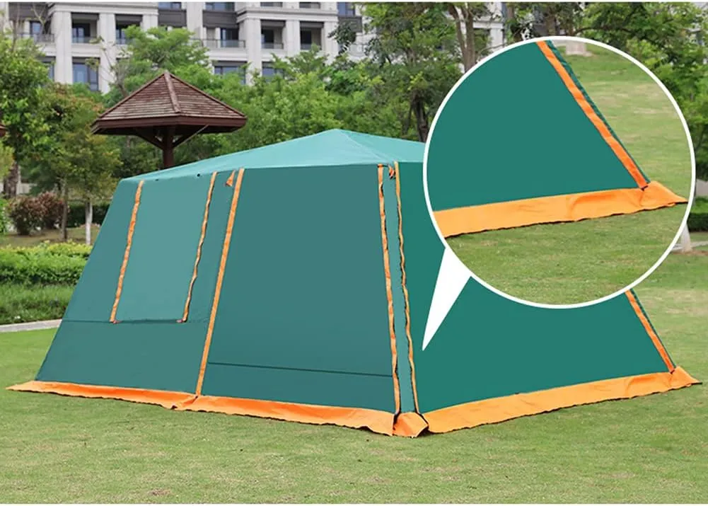 Dome Tent with Porch Automatic Pop Up Tent Sun Shelter Easy Set Up Double Layer Family Camping Tents with Carrying Bag for Outdoor Camping, Fishing, BBQ (Green 8 Person or More) (Green 5) (Green 5)