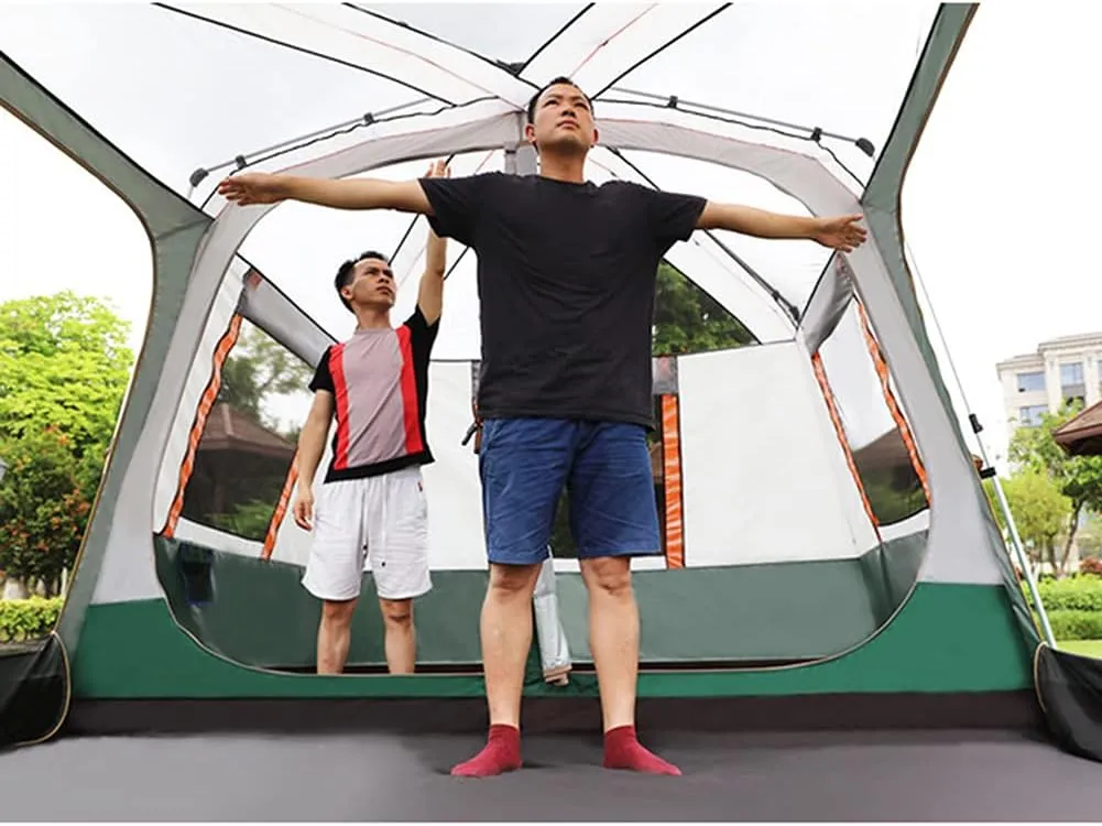 Dome Tent with Porch Automatic Pop Up Tent Sun Shelter Easy Set Up Double Layer Family Camping Tents with Carrying Bag for Outdoor Camping, Fishing, BBQ (Green 8 Person or More) (Green 5) (Green 5)