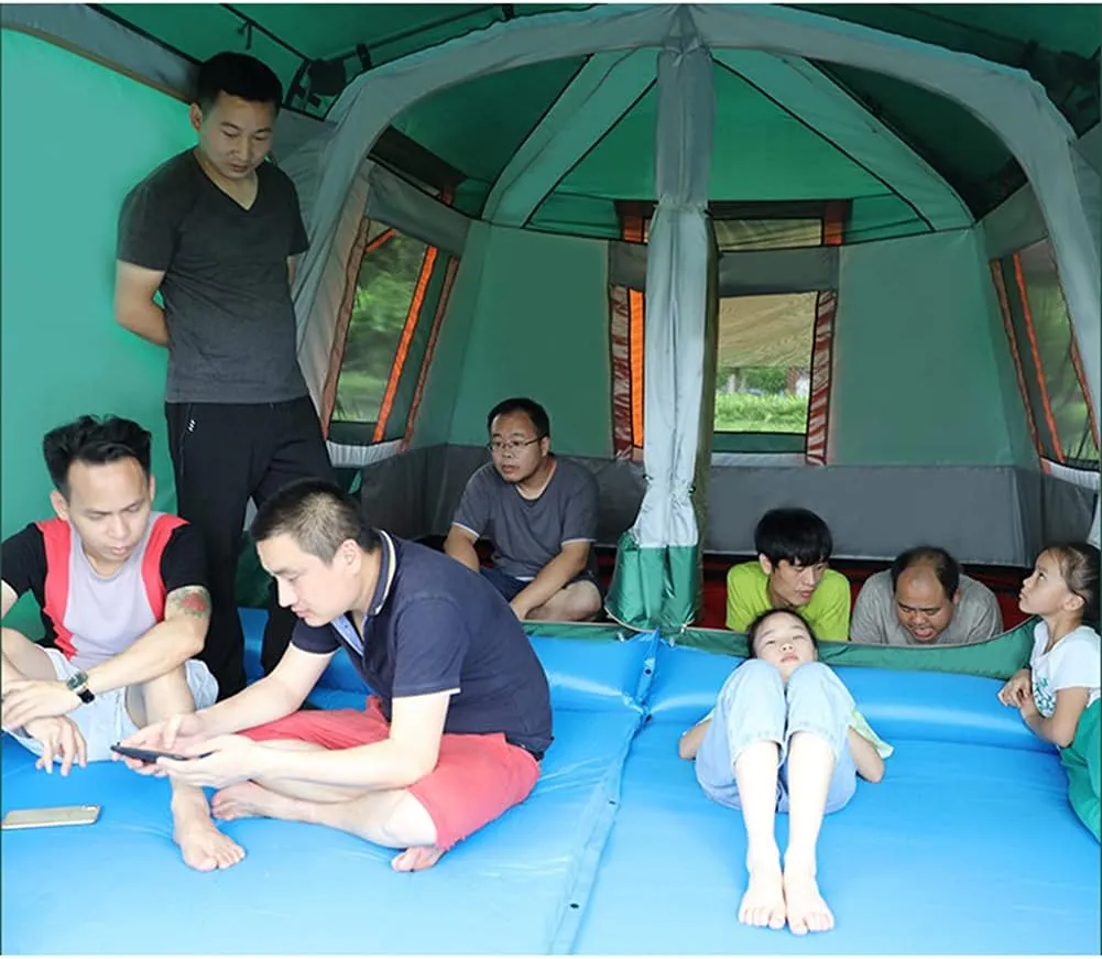 Dome Tent with Porch Automatic Pop Up Tent Sun Shelter Easy Set Up Double Layer Family Camping Tents with Carrying Bag for Outdoor Camping, Fishing, BBQ (Green 8 Person or More) (Green 5) (Green 5)