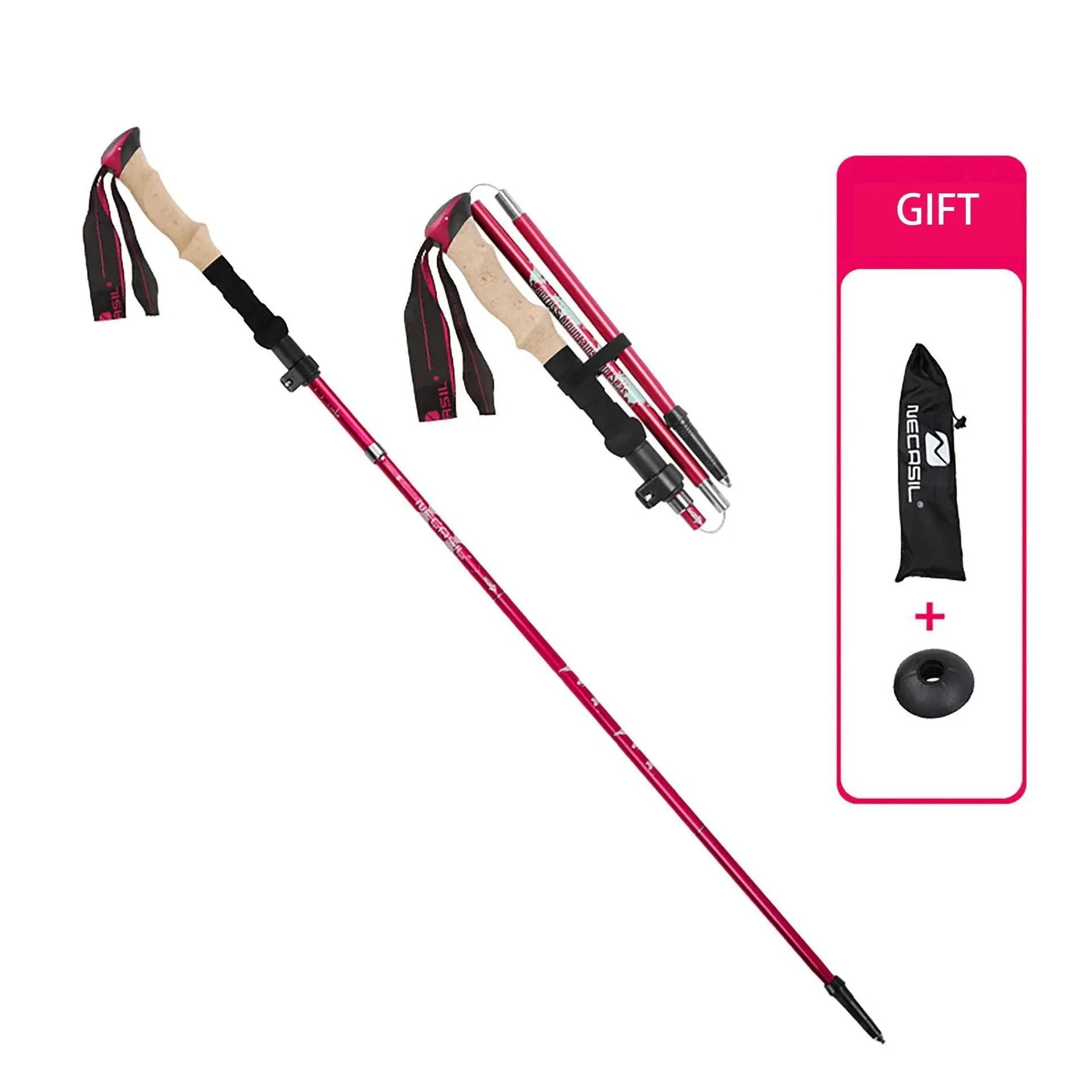 Door-to-door Grip Adjustable Trusted platform Hiking Poles Ultralight with Cork Aluminum