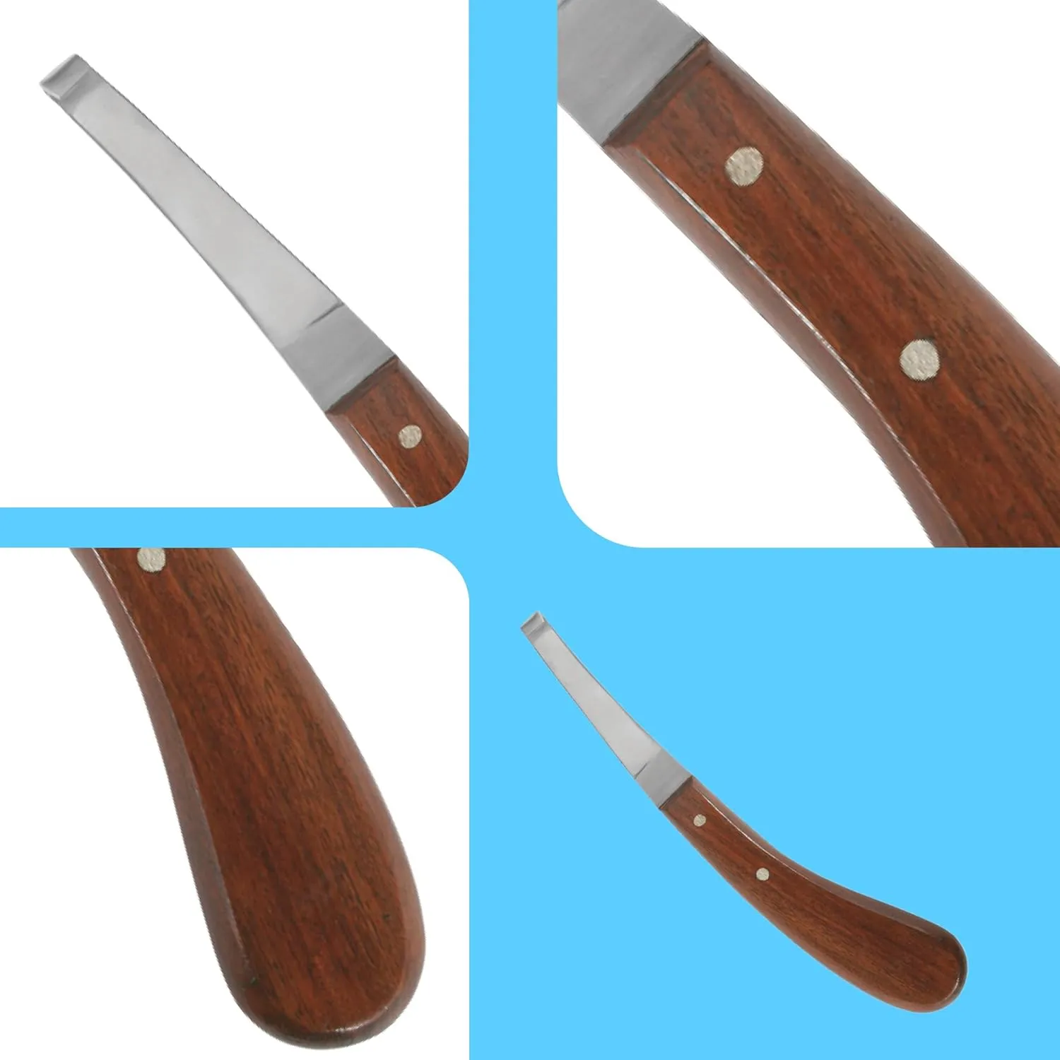 Dr Tail Hoof Knife with Comfortable Wooden Handle - Ergonomic Grip for Horse Farriers and Horse Hoof and Horseshoe Trimming