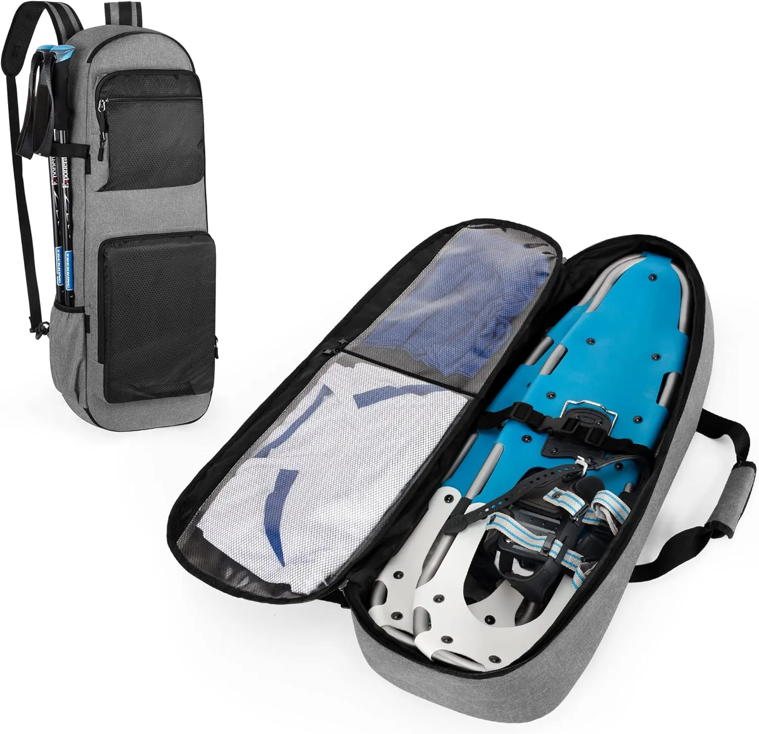 DSLEAF Snow Shoes Bag for 25”-30” Snowshoes, Snowshoe Backpack Holds A Pair of Poles, Gloves and Other Accessories, Suitable for Hiking and Climbing (Patent Design), Bag Only
