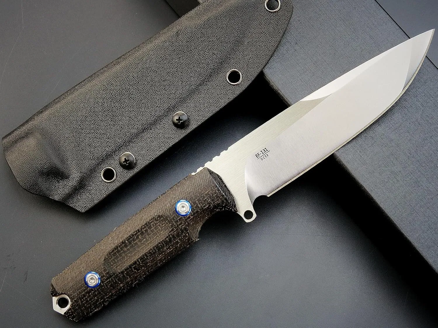 Eafengrow EF131 Fixed Blade Knife,DC53 Steel Blade,Micarta Handle Full Tang Fixed Knifes for Camping Hunting Bushcraft