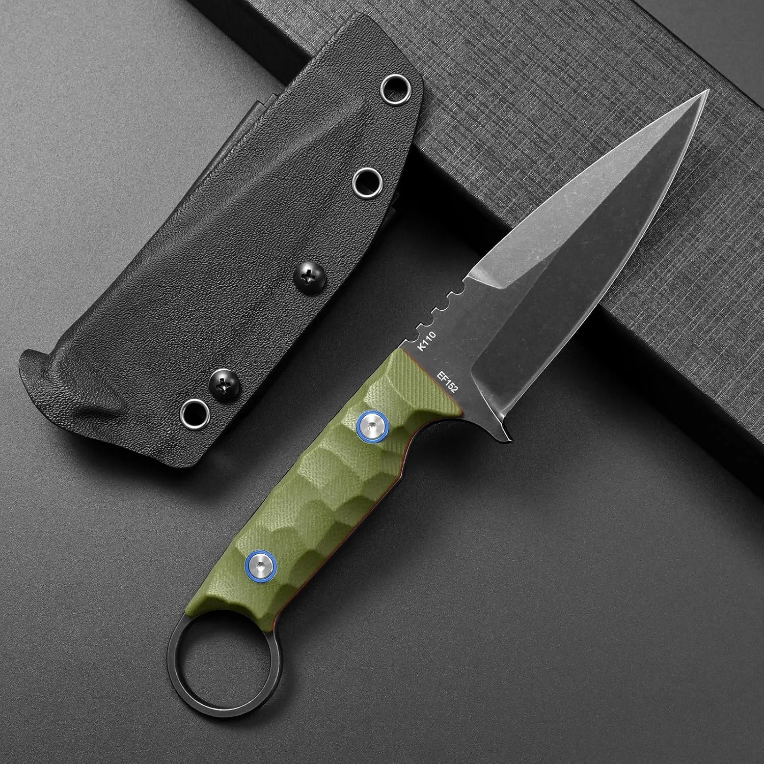 Eafengrow EF152 Fixed Blade Knife K110 Steel Blade G10 Handle Full Tang EDC Tool Knife for Outdoor Working Camping Hiking