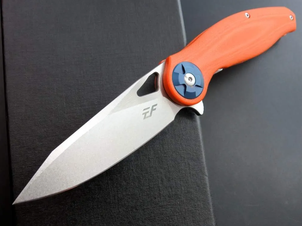 Eafengrow EF76 Ball Bearing Folding Knife for Camping EDC Pocket Knife with G10 Handle & D2 Stone-washed Blade Hunting Outdoor Tool (EF76-orange)