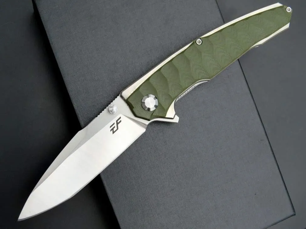 Eafengrow EF913 Folding Knife with Clip 14c28n Steel Blade Outdoor knives G10 Handle EDC Pocket Knife Reliable Locking Mechanism Flipper Knife for Camping Survival Hiking (Green)
