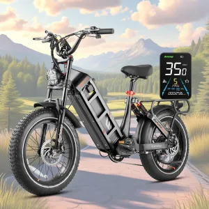 eAhora Juliet Long Range Ebike - [2025] 2000W/1200W 31-34MPH 52V 60Ah 200Mile Electric Bike for Adults, 20'' Fat Tire Fast Electric Mountain Bike Full Suspension E-Bike for Delivery Commuting, UL2849