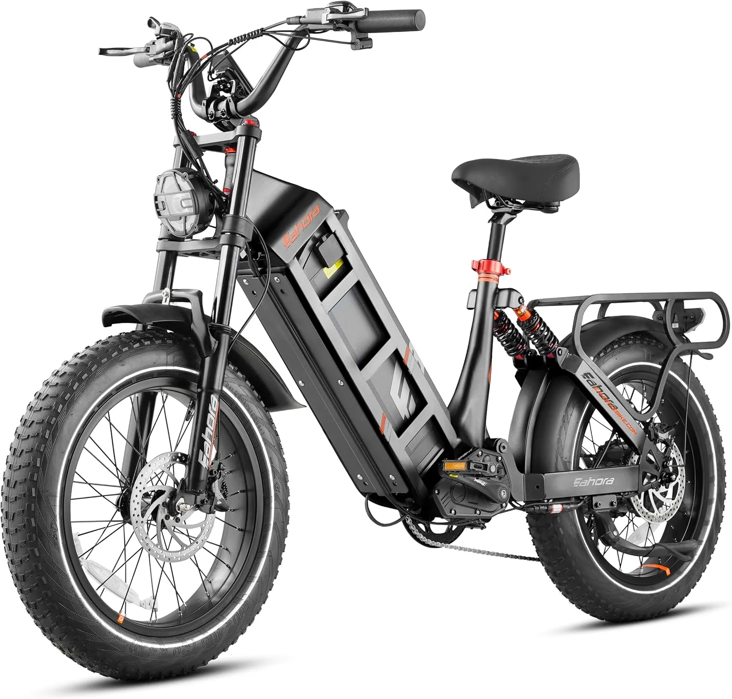 eAhora Juliet Pro-II Electric Bike - 2000W/4400W 34/43MPH Long Range 70AH 52V Ebike for Adults, 120-220Miles 20" Fat Tire Full Suspension Mountain E-Bike