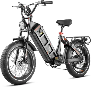 eAhora Juliet Pro-II Electric Bike - 2000W/4400W 34/43MPH Long Range 70AH 52V Ebike for Adults, 120-220Miles 20" Fat Tire Full Suspension Mountain E-Bike