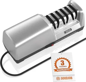 Electric Knife Sharpener for Kitchen Knives - Goodjob Automatic Professional Knife Sharpening System with Diamond Abrasives and Precision Angle Guides, 3 Stage Ceramic Knife Sharpeners Tool