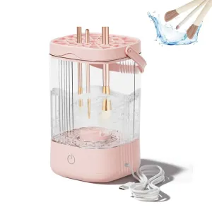 Electric Makeup Brush Cleaner,Makeup Brush Cleaner Automatic Spinning,Auto-Rotating Brush Cleaner One-Click Operation,Makeup Brushes Gift for Women,(Pink)