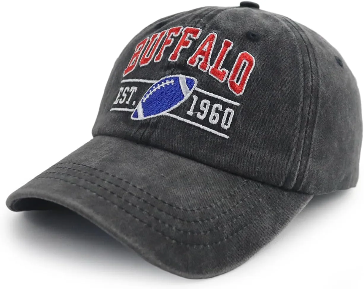Embroidered City Football Hat for Men Women, Adjustable Unisex Cotton Fans Baseball Cap