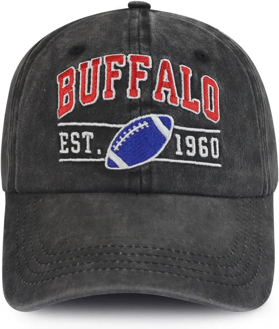 Embroidered City Football Hat for Men Women, Adjustable Unisex Cotton Fans Baseball Cap