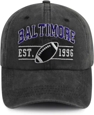 Embroidered City Football Hat for Men Women, Adjustable Unisex Cotton Fans Baseball Cap