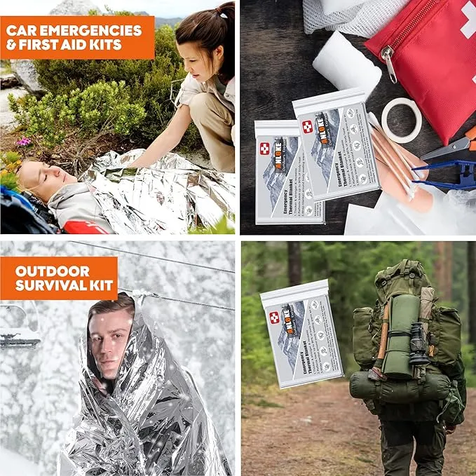 Emergency Blankets (10 Pack) - Plus Size Space Essential for Hiking Gear, Survival Kits & Emergency Kit