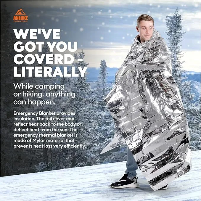Emergency Blankets (10 Pack) - Plus Size Space Essential for Hiking Gear, Survival Kits & Emergency Kit