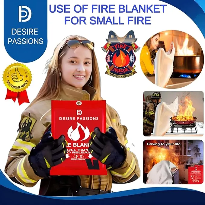 Emergency Fire Blanket - Fire Suppression Blanket for Home, Kitchen, Garage, Camping, School & Office -Flame Retardant -40”x40” for Quick Smothering & Fire Safety (Pack of 1)“