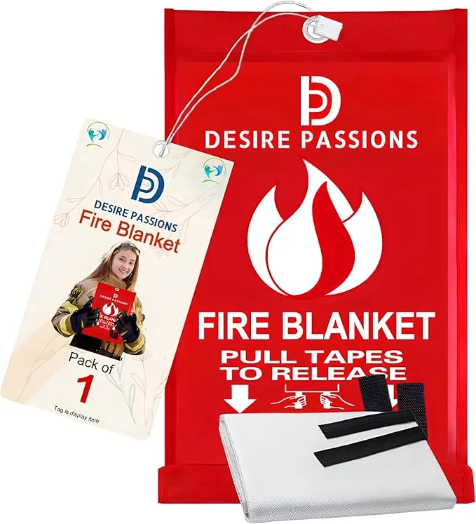 Emergency Fire Blanket - Fire Suppression Blanket for Home, Kitchen, Garage, Camping, School & Office -Flame Retardant -40”x40” for Quick Smothering & Fire Safety (Pack of 1)“