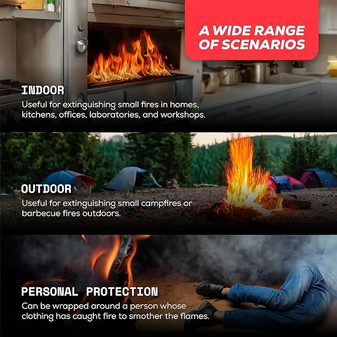 Emergency Fire Blanket for Home & Kitchen | 2-Pack   Mount | Fire Extinguisher for Camping Gear, Car Safety, Hiking, Survival Kit & Welding | Flame Retardant Preparedness Supplies 39" x 39"