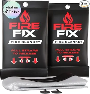 Emergency Fire Blanket for Home & Kitchen | 2-Pack   Mount | Fire Extinguisher for Camping Gear, Car Safety, Hiking, Survival Kit & Welding | Flame Retardant Preparedness Supplies 39" x 39"