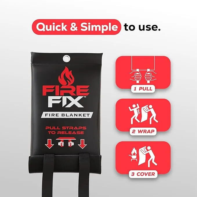 Emergency Fire Blanket for Home & Kitchen | 2-Pack   Mount | Fire Extinguisher for Camping Gear, Car Safety, Hiking, Survival Kit & Welding | Flame Retardant Preparedness Supplies 39" x 39"