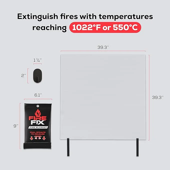 Emergency Fire Blanket for Home & Kitchen | 3-Pack   Mount | Fire Extinguisher for Camping Gear, Car Safety, Hiking, Survival Kit & Welding | Flame Retardant Preparedness Supplies 39" x 39"