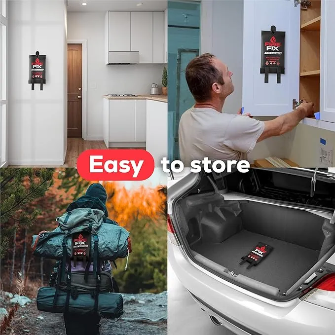 Emergency Fire Blanket for Home & Kitchen | 3-Pack   Mount | Fire Extinguisher for Camping Gear, Car Safety, Hiking, Survival Kit & Welding | Flame Retardant Preparedness Supplies 39" x 39"
