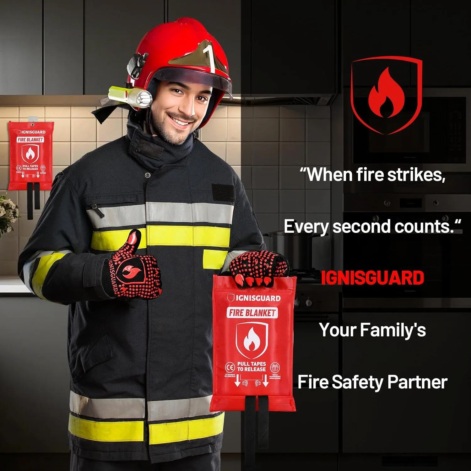 Emergency Fire Blanket for Home and Kitchen, 2-Pack 40"x40", Fiberglass Fire Blankets Emergency for Home BBQ Grill Camping Car Office Warehouse Picnic Fireplace Fireproof Survival Safety