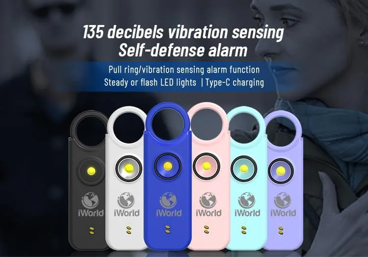 Emergency Self-Defense Rechargeable Alarm Keychain – Safety Defense Key Chain with LED Security Alarm for Women (1, Purple)