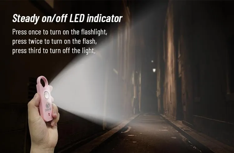 Emergency Self-Defense Rechargeable Alarm Keychain – Safety Defense Key Chain with LED Security Alarm for Women (1, Purple)