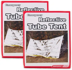 Emergency Zone Reflective & Green Survival 2 Person Tube Tents. Available in 1, 2, 3, 48 Packs. (Reflective, 2)