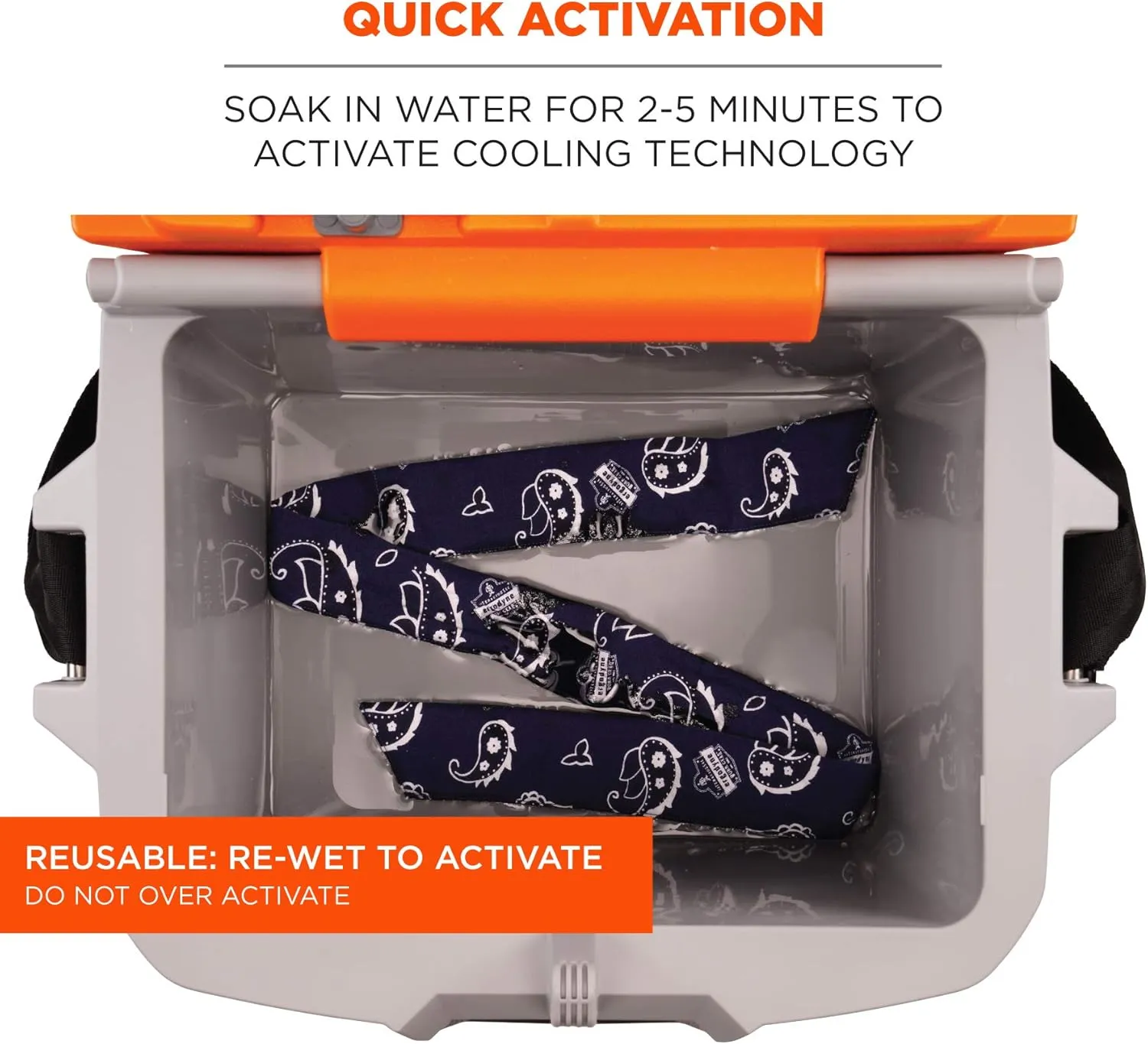 Ergodyne Chill Its 6700 Cooling Bandana, Evaporative Polymer Crystals For Cooling Relief, Tie For Adjustable Fit, 6-Pack, Navy Western